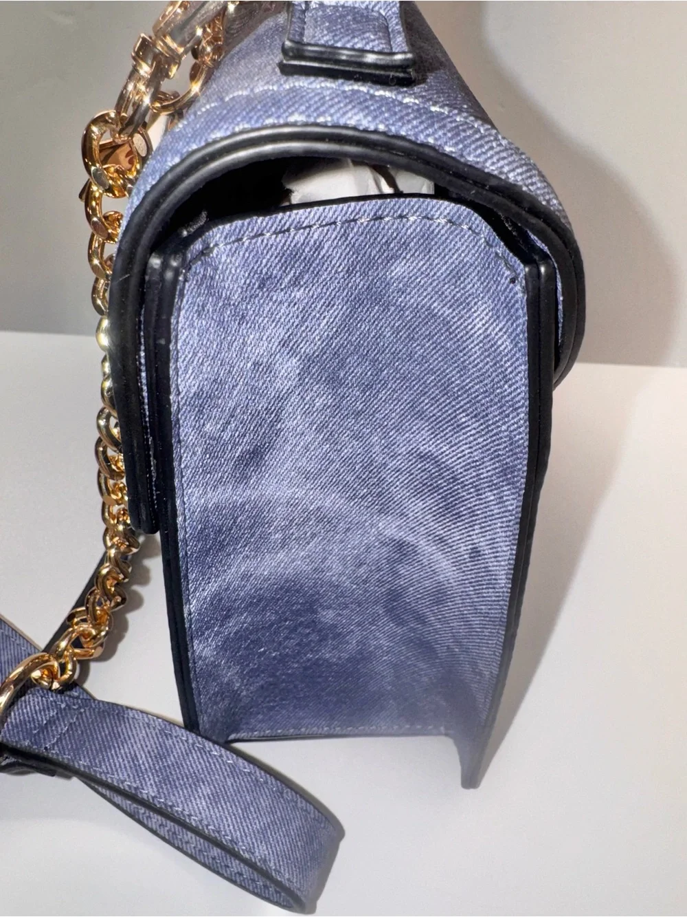 ALDO Denim Look Bandana Print Top Handle Crossbody Satchel Cowboy Boot Charm NWT - Picture 6 of 11
